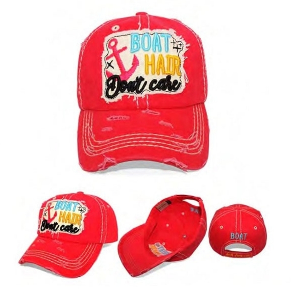 Boat Hair Don't Care Cap, Women's Trucker Cap Distressed, Vintage Baseball Cap - Picture 3 of 4